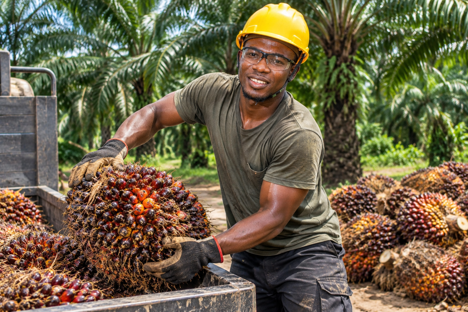 Fresh oil palm fruit harvest